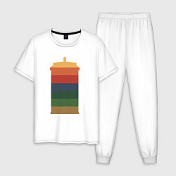 Пижама хлопковая мужская Color tardis, цвет: белый