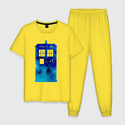 Пижама хлопковая мужская Space tardis, цвет: желтый