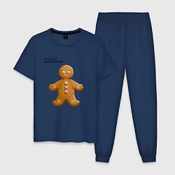 Пижама хлопковая мужская Нет кнута в*еби пряником, цвет: тёмно-синий