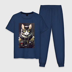Мужская пижама Крутой кот - киберпанк - нейросеть