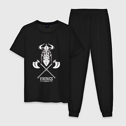 Пижама хлопковая мужская Vikings - викинги, цвет: черный