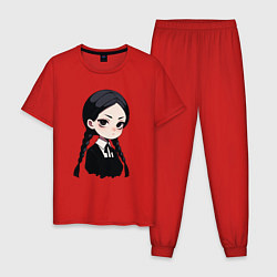 Пижама хлопковая мужская Уэнсдей Аддамс в аниме стиле, цвет: красный