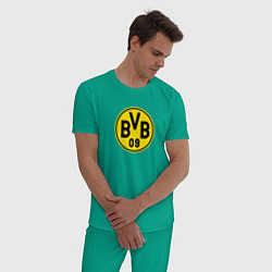 Пижама хлопковая мужская Borussia fc sport, цвет: зеленый — фото 2
