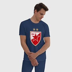 Пижама хлопковая мужская Црвена звезда сербия, цвет: тёмно-синий — фото 2