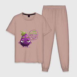 Пижама хлопковая мужская Баклажаново - баклажану фиолетово, цвет: пыльно-розовый