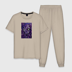 Пижама хлопковая мужская Абстрактное мышление, цвет: миндальный