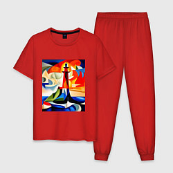 Пижама хлопковая мужская Направляющий маяк, цвет: красный