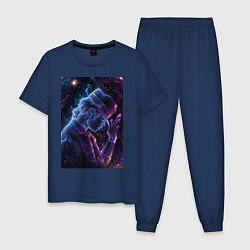 Пижама хлопковая мужская Michael space, цвет: тёмно-синий