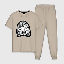 Пижама хлопковая мужская Ahegao baby, цвет: миндальный