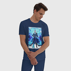 Пижама хлопковая мужская Невиллет из Геншин Импакт, цвет: тёмно-синий — фото 2