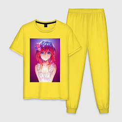Пижама хлопковая мужская Anime Girl refflex, цвет: желтый