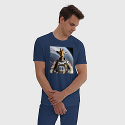 Пижама хлопковая мужская Жираф астронавт, цвет: тёмно-синий — фото 2