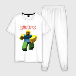 Пижама хлопковая мужская Roblox бегущий персонаж, цвет: белый