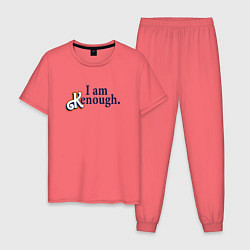 Пижама хлопковая мужская I am kenough - барби, цвет: коралловый