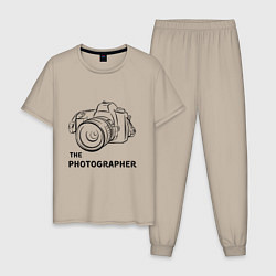 Пижама хлопковая мужская Я фотограф с камерой, цвет: миндальный