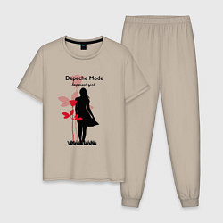 Пижама хлопковая мужская Depeche Mode - Happiest Girl Collage, цвет: миндальный