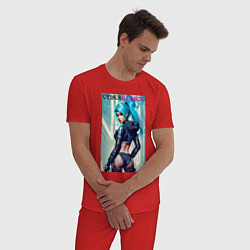Пижама хлопковая мужская Кибер Барби - фантазия - нейросеть, цвет: красный — фото 2