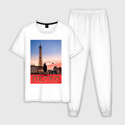Пижама хлопковая мужская Moмo - Париж, цвет: белый