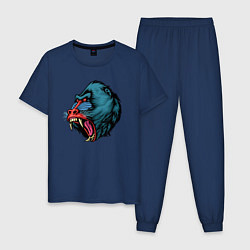 Пижама хлопковая мужская Mandrill monkey, цвет: тёмно-синий