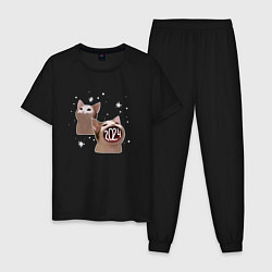 Пижама хлопковая мужская 2024 - А, цвет: черный