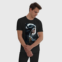 Пижама хлопковая мужская Фантазийный портрет от нейросети, цвет: черный — фото 2