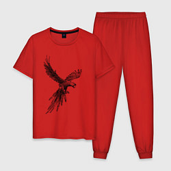 Пижама хлопковая мужская Попугай ара летит, цвет: красный