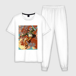 Пижама хлопковая мужская Disco elysium, цвет: белый