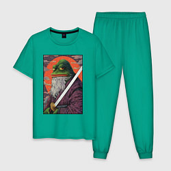 Пижама хлопковая мужская Pepe samurai, цвет: зеленый