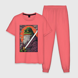 Пижама хлопковая мужская Pepe samurai, цвет: коралловый