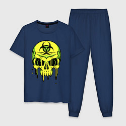 Пижама хлопковая мужская Biohazard skull, цвет: тёмно-синий