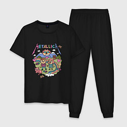 Пижама хлопковая мужская Metallica мультяшный стиль, цвет: черный