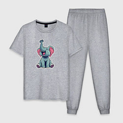 Мужская пижама Маленький слонёнок с поднятым вверх хоботом