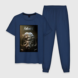 Пижама хлопковая мужская Fallout armour poster, цвет: тёмно-синий