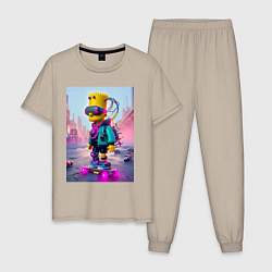 Мужская пижама Барт Симпсон на скейтборде - киберпанк