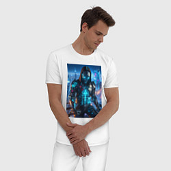 Пижама хлопковая мужская Cyber man - ai art, цвет: белый — фото 2