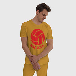 Пижама хлопковая мужская Volleyball my love, цвет: горчичный — фото 2