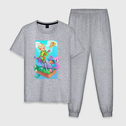 Пижама хлопковая мужская Персонаж Линк из Зельды, цвет: меланж