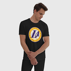 Пижама хлопковая мужская Lakers stars, цвет: черный — фото 2