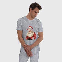 Пижама хлопковая мужская Дед мороз с улыбкой, цвет: меланж — фото 2