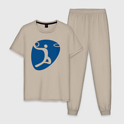 Пижама хлопковая мужская Basket play, цвет: миндальный