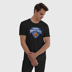 Пижама хлопковая мужская Basketball team, цвет: черный — фото 2