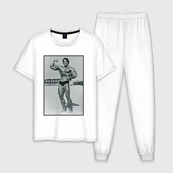 Пижама хлопковая мужская Mister Schwarzenegger, цвет: белый