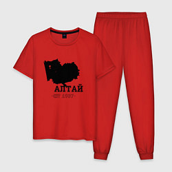 Пижама хлопковая мужская Регион Алтай, цвет: красный