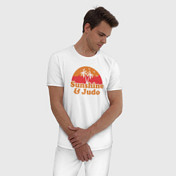 Пижама хлопковая мужская Sunshine and judo, цвет: белый — фото 2