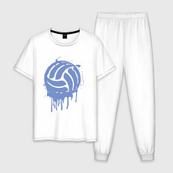 Пижама хлопковая мужская Ink volleyball, цвет: белый