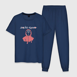 Пижама хлопковая мужская Страж - Игра в кальмара, цвет: тёмно-синий