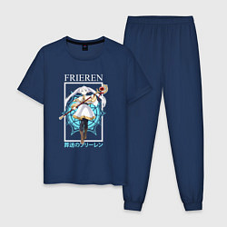Пижама хлопковая мужская Фрирен - в полете с посохом, цвет: тёмно-синий