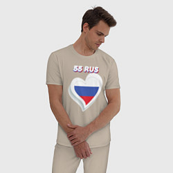Пижама хлопковая мужская 55 регион Омская область, цвет: миндальный — фото 2