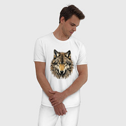 Пижама хлопковая мужская Бурый волк, цвет: белый — фото 2