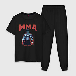 Пижама хлопковая мужская MMA боец, цвет: черный